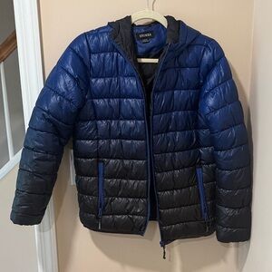Boy's Blue and Black Puffer Jacket Size 12/13